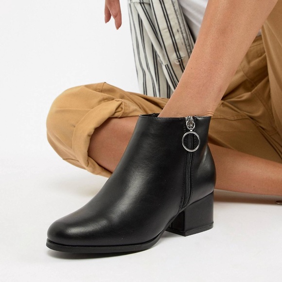 London Rebel Side Zip Heeled Ankle Boots - Picture 4 of 7